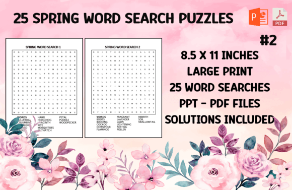 25 Spring Word Search Puzzles for Adults