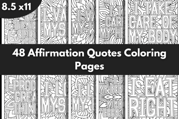 48 Affirmation Quotes Coloring Pages and Bundle: A Creative and Profitable Resource for Everyone