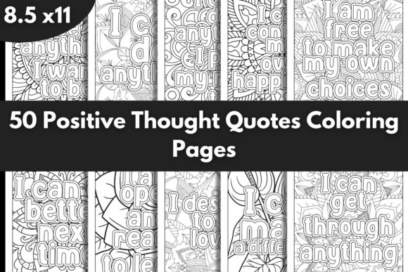 50 Positive Thought Quotes Coloring Page