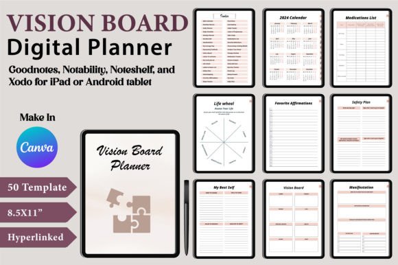 Editable Digital Vision Board Planner