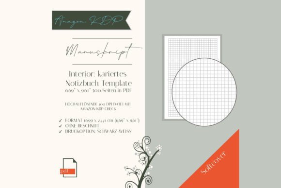 Kariertes Notizbuch Manuskript 6,69 x 9,61