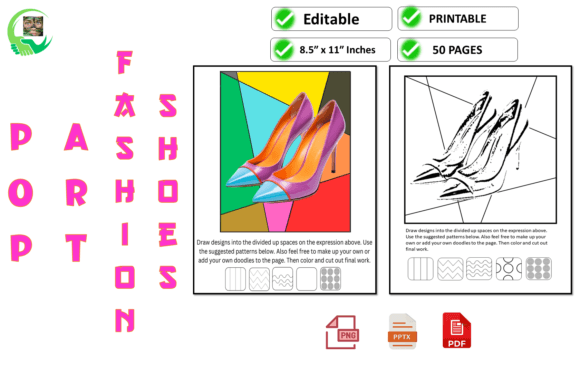 Pop Art Fashion Shoes Coloring Page Girl